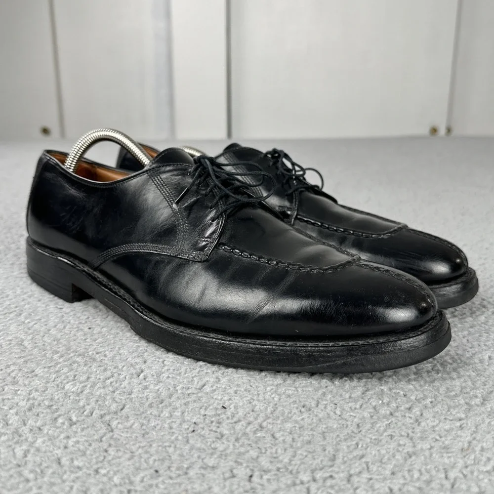 Allen Edmonds Dellwood Shoes Men 11B Black Norwegian Split Toe 1304 Made In USA